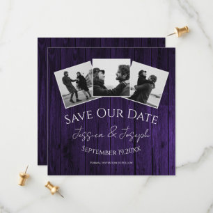 Reserva La Fecha Collage de Fotos Rústico Morado Save The Date