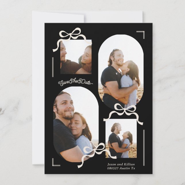 Reserva La Fecha collage moderno 4 fotos multifotos arcos negros (Anverso)