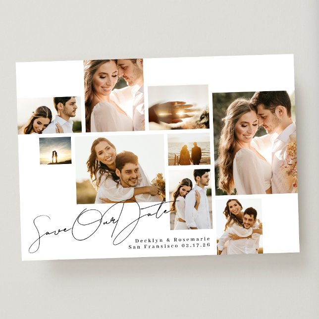 Reserva La Fecha Collage negro blanco moderno 9 multifoto (Subido por el creador)