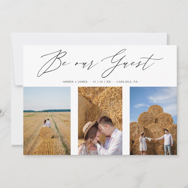 Reserva La Fecha Collage Three Photos Be Our Guest Romantic Wedding (Anverso)