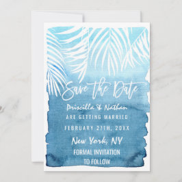 Reserva La Fecha Color de agua azul de los bordes de los árboles de