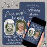 Reserva La Fecha Colores DIY ・ Ver Quién es la fiesta de cumpleaños<br><div class="desc">¡Mira quién cumple 60 años! Invitar a la familia y amigos a una próxima celebración de cumpleaños número 60 con una elegante foto de un personalizado, guardar las invitaciones de la fiesta. Las imágenes y la redacción de esta plantilla son fáciles de personalizar. Los colores azul marino y blanco para...</div>