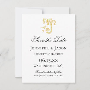 Reserva La Fecha COLORES EDITABLES Boda del logotipo JJ Monograma J