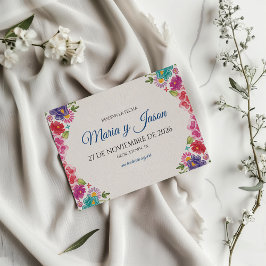 Reserva La Fecha Colorful Floral Botanical Fiesta Spanish Wedding