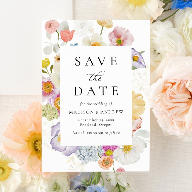 Reserva La Fecha Colorful Watercolor Wildflower Wedding (Subido por el creador)