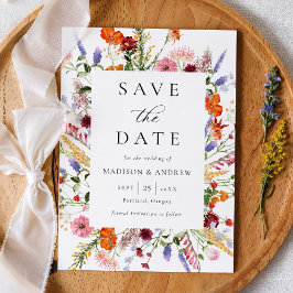 Reserva La Fecha Colorful Watercolor Wildflowers Wedding