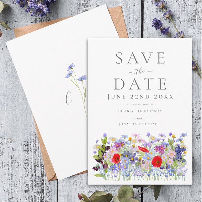 Reserva La Fecha Colorido Boda Boho (Boho watercolor wildflowers wedding save the date invitation )