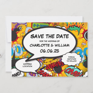 Reserva La Fecha Comic Book Modern Fun Wedding Save The Date