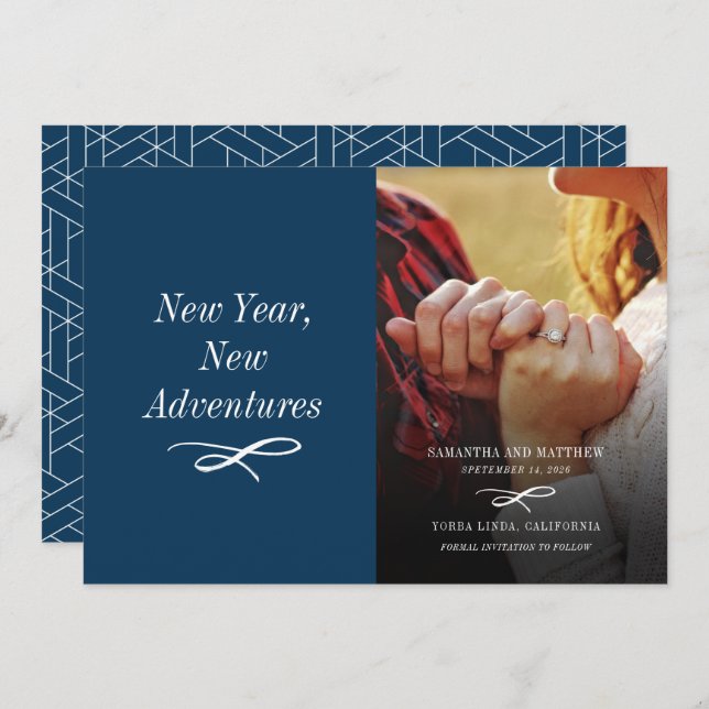 Reserva La Fecha Compromiso moderno de fotos de vacaciones (Anverso / Reverso)