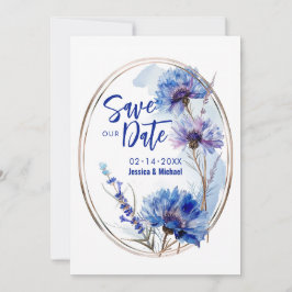 Reserva La Fecha 💍 con código QR Cornflowers Oval y Lavanda