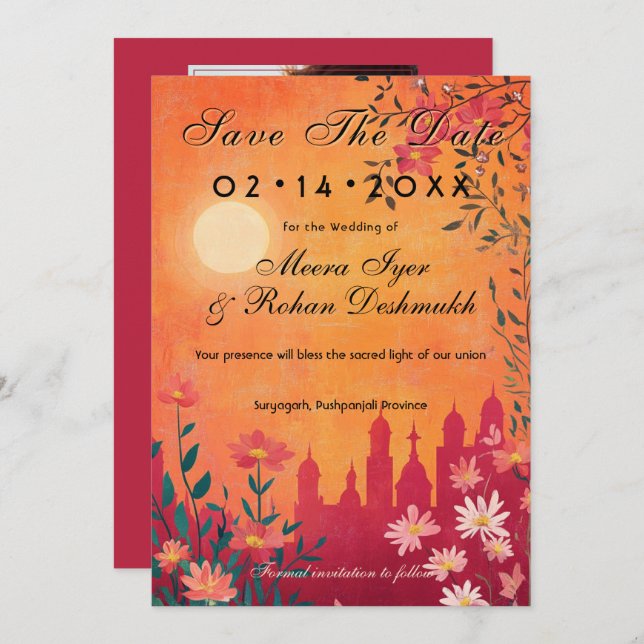 Reserva La Fecha Con foto Boda de Sunset Serenade (Anverso / Reverso)