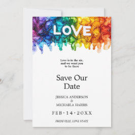 Reserva La Fecha 🌈 🐦 Con foto LGBTQ Pintado con amor boda 