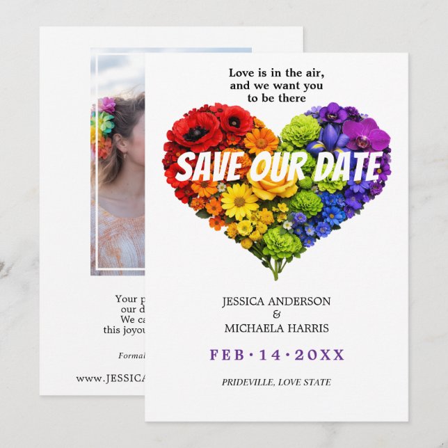 Reserva La Fecha 🌈 🐦 Con foto LGBTQ 🌈 Prosperar Juntos  (Anverso / Reverso)