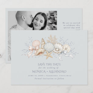 Reserva La Fecha Conchas de mar Campanas de boda Fotografía de boda