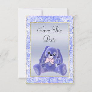 Reserva La Fecha Conejito Azul Adorable Salva la Fecha Baby Shower