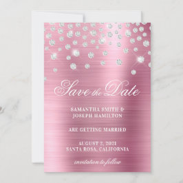 Reserva La Fecha Confeti de Diamante Grande Pink Ombre Foil