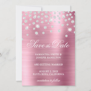 Reserva La Fecha Confeti de Diamante Grande Pink Ombre Foil