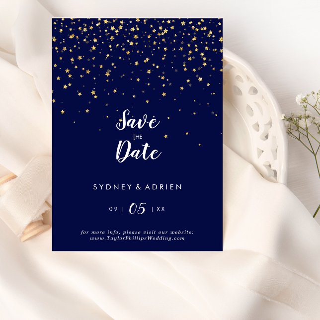 Reserva La Fecha confetti de efecto metalizado dorado | Boda de la  (Subido por el creador)