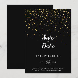 Reserva La Fecha confetti de efecto metalizado dorado Boda Negra