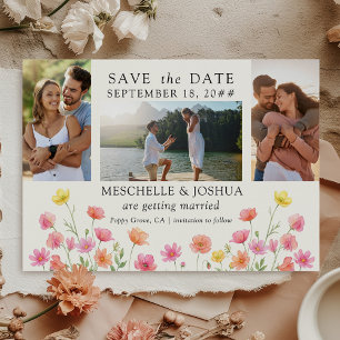 Reserva La Fecha Conjunto de fotos de boda floral naranja rosa