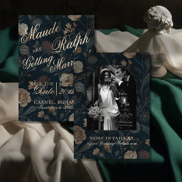 Reserva La Fecha Contemporary Modern Photo Black Floral Wedding