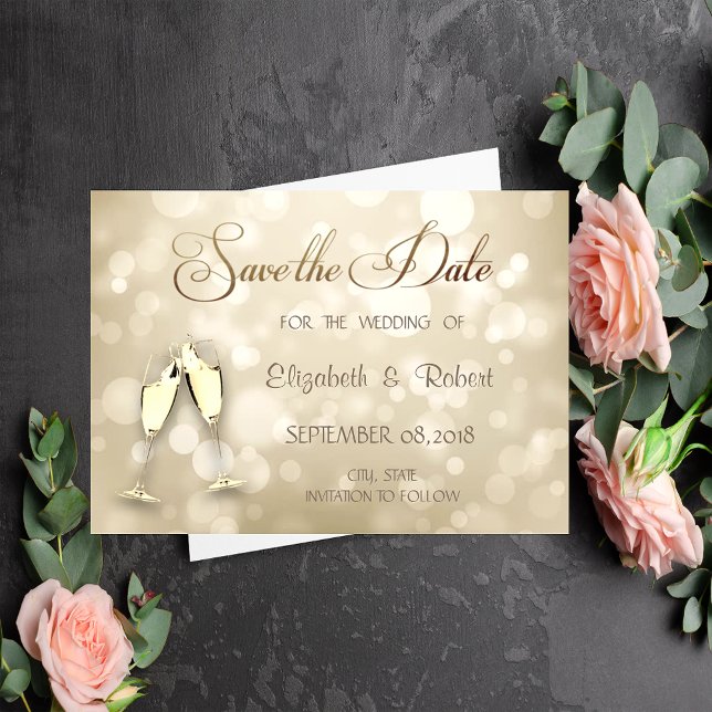 Reserva La Fecha Copas de vino con bokeh elegante, save the date (Subido por el creador)