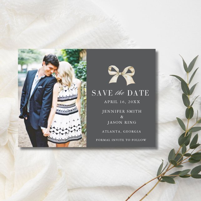 Reserva La Fecha Coquette Bow Photo Wedding Guardar la fecha (Coquette Bow Photo Wedding Save the Date)