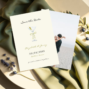 Reserva La Fecha Coquette French Bow Martini Boda manuscrito