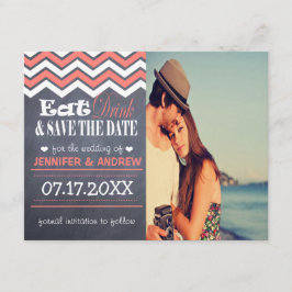 Reserva La Fecha Coral Chevron Save the Date