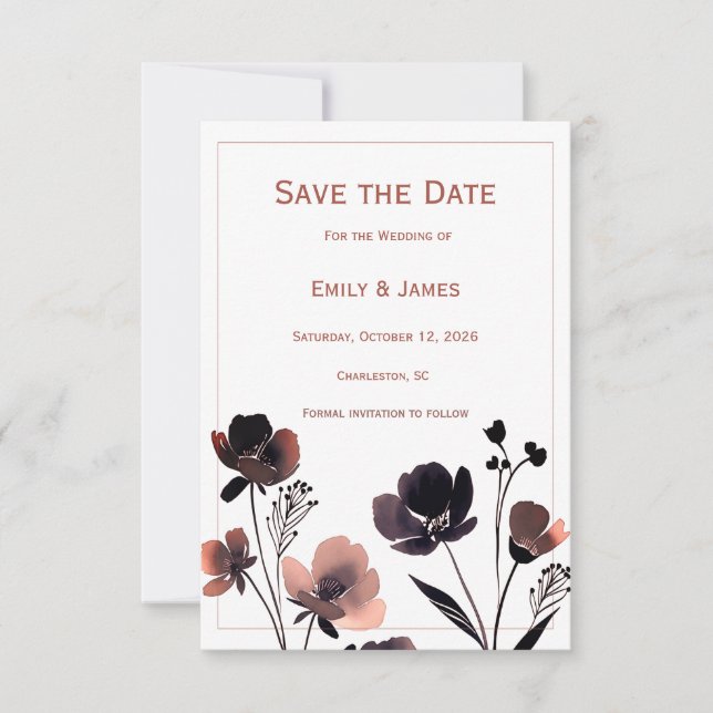 Reserva La Fecha Coral Floral Wedding (Anverso)