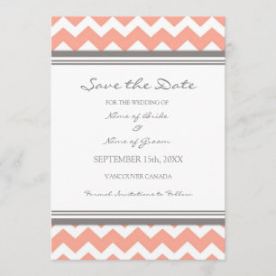 Reserva La Fecha Coral Gray Chevron Photo Wedding Save the Date