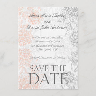 Reserva La Fecha Coral Gray Vintage Floral Save The Date