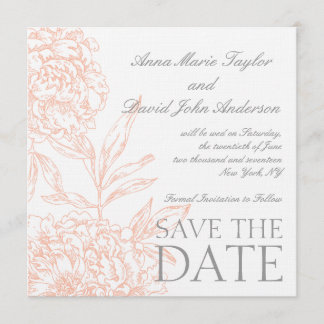 Reserva La Fecha Coral Peonies Vintage Guardar La Fecha