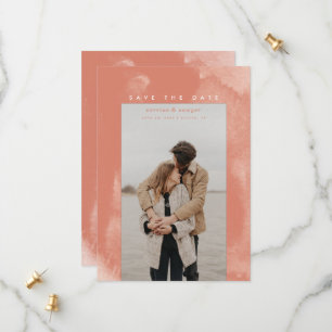 Reserva La Fecha Coral Pink Boho Watercolor Save the Date