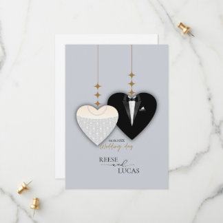 Reserva La Fecha Corazón boda de ilustracion negro blanco moderno