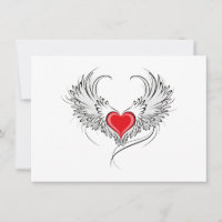 Corazón de Ángel Rojo con alas