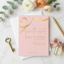 Corazón de cinta de oro elegante y rosa rubor