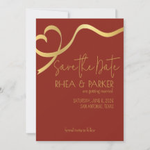 Corazón de cinta de oro y burdeos elegante