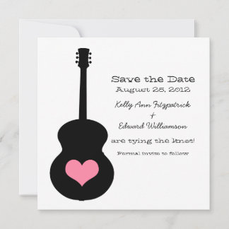 Reserva La Fecha Corazón de guitarra negra/rosada Guardar la invita
