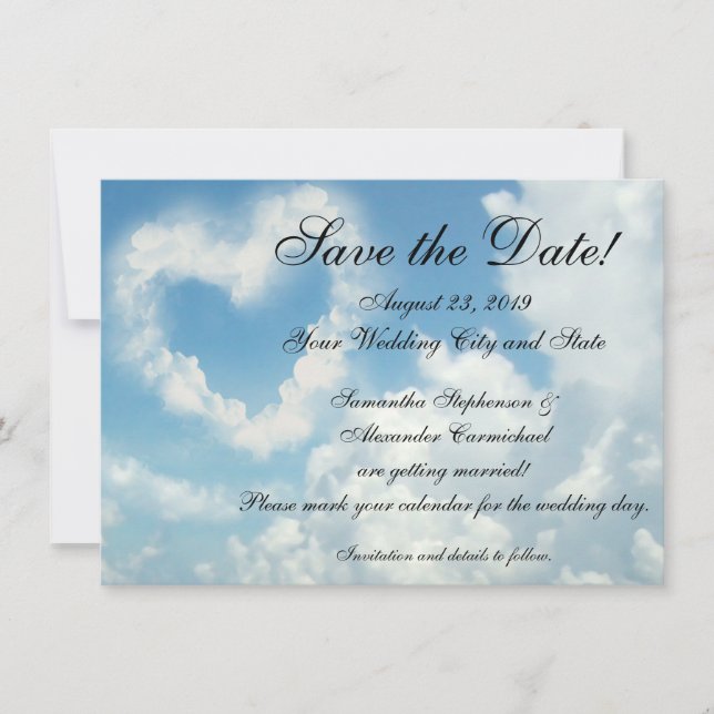Reserva La Fecha Corazón en las Nubes Save the Date (Anverso)