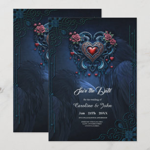 Reserva La Fecha Corazón gótico de diseño artístico