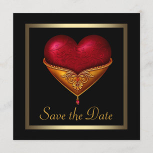 Reserva La Fecha Corazón Gótico Negro Boda Save The Date