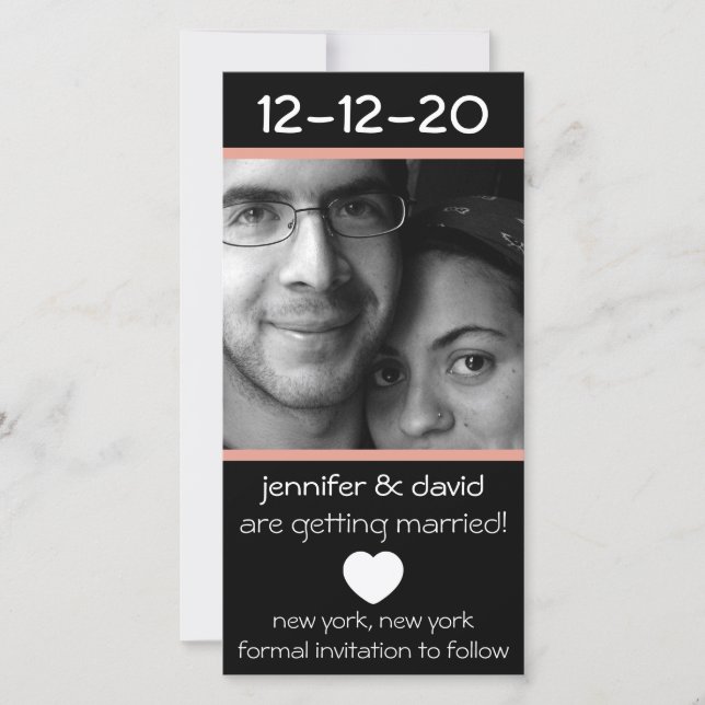 Reserva La Fecha Corazón Moderno Salvar Las Fechas (Peach) (Anverso)