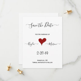 Reserva La Fecha Corazón rojo | Boda personalizada a mano