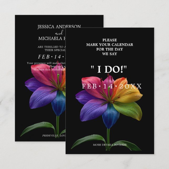 Reserva La Fecha 🌈 Corazones de Boda en Flor (Anverso / Reverso)
