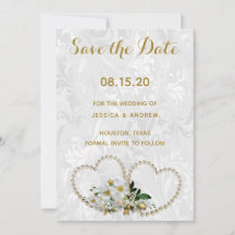Corazones de perla y damasco de flores para boda S