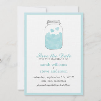 Reserva La Fecha Corazones en la vieja boda de Mason Jar Salven la
