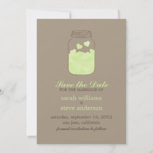 Reserva La Fecha Corazones en la vieja boda de Mason Jar Salven la