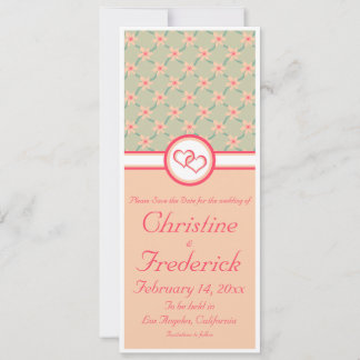 Reserva La Fecha Corazones y flores, 4"x9.25" guardar la fecha