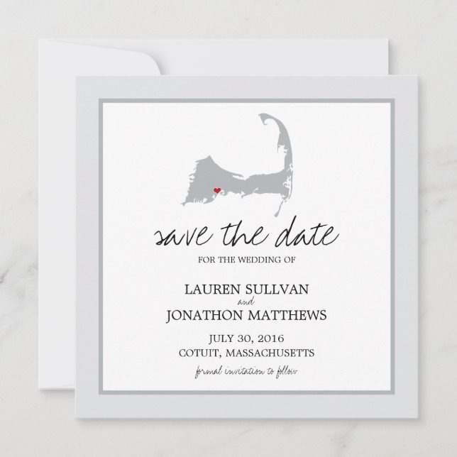 Reserva La Fecha Cotuit Cape Cod Wedding Save the Date (Anverso)